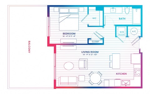 a floor plan of a house with a bedroom and a living room